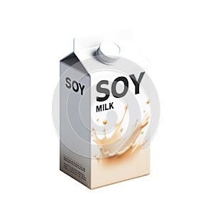 Soy milk carton box isolated on white transparent background