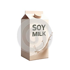 Soy milk carton box isolated on white transparent background