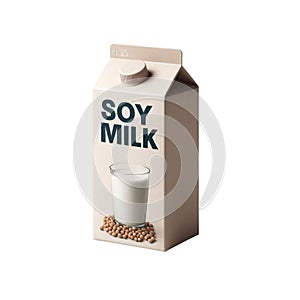 Soy milk carton box isolated on white transparent background