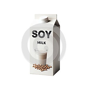 Soy milk carton box isolated on white transparent background