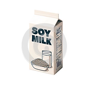 Soy milk carton box isolated on white transparent background