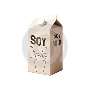 Soy milk carton box isolated on white transparent background