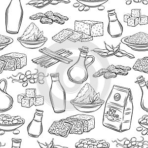 Soy product outline seamless pattern