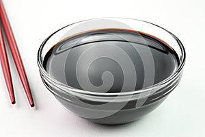 Soy sauce in a bowl