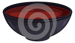 Soy sauce bowl. Asian traditional realistic condiment
