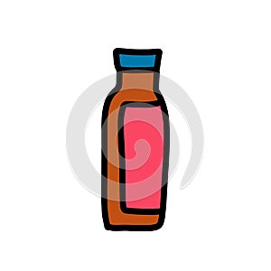 Soy souce hand drawn vector icon illustration bottle in cartoon doodle style