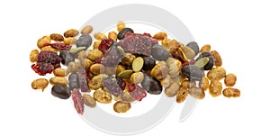 Soybean cranberry trail mix on a white background