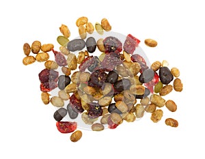 Soybean cranberry trail mix on a white background