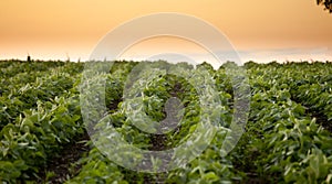 Soybean field, low angle view