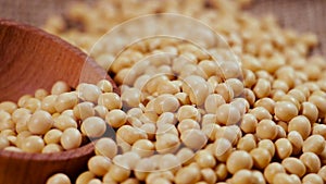 Soybeans in a bag, Ready-made raw seed material, Natural organic protein product, Meat substitute