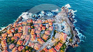 Sozopol, Bulgaria - Aerial of medival city and Black Sea