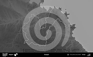 Sozopol outlined, Bulgaria. Grayscale