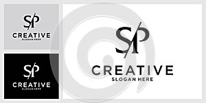 SP or PS initial letter logo design vector photo