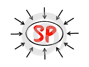 SP - Service Pack a collection of updates, fixes, or enhancements to a software program delivered in the form of a single