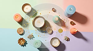 Spa Accessories Flat Lay with Candles and Natural Elements