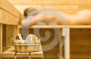 Spa accessories in sauna.