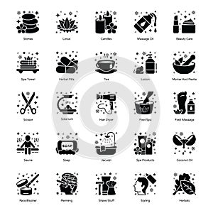 Spa Accessories solid Icons Pack