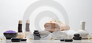 Spa background composition. Massage, oriental therapy, wellbeing and meditation concept.