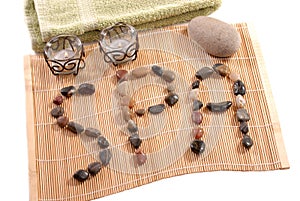 Spa Banner of stones on bamboo