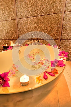 SPA bath with flower petals