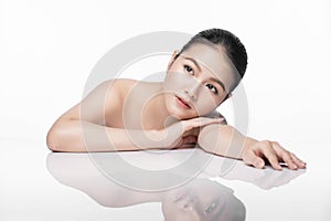 Spa. Beautiful asian woman portrait with perfect skin.