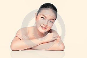 Spa. Beautiful asian woman portrait with perfect skin.