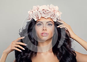 Spa Beauty. Beautiful Woman in Flowers Wreath