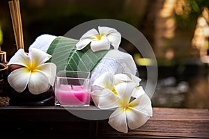 Spa beauty massage healthy wellness background. Spa Thai therapy treatment aromatherapy for body woman