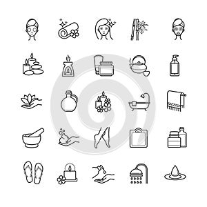 Spa and beauty outline icons