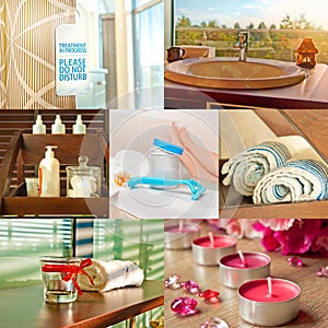 In a spa - a beauty salon collage