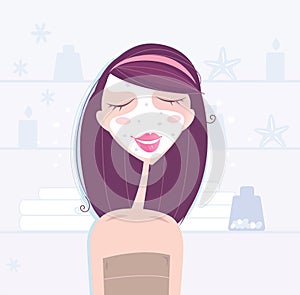 Spa & beauty: woman taking skin care