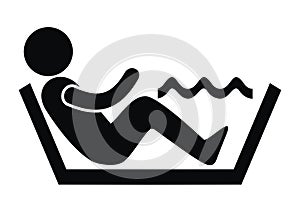 Spa, black silhouette of person at bathtub, vector icon