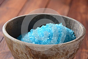 Spa and body care concept. Colorful, aromatic bath salt. Dead Sea Salt. Dead Sea cosmetics.