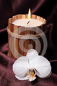 Spa candle and orchid