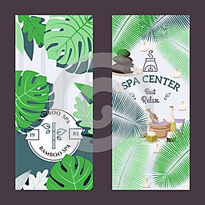 Spa center advertisement banner, vector illustration. Beauty salon promotion campaign, relaxing procedures, skincare