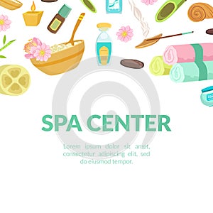 Spa Center Banner Template, Beauty Salon, Store, Wellness Center, Natural Cosmetics, Organic Skin Care Products Vector