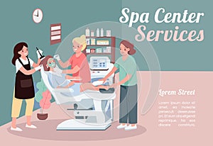 Spa center services banner flat vector template