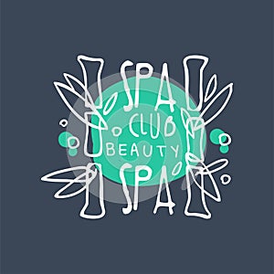 Spa club, beauty logo, badge for wellness, yoga center, health and cosmetics label, hand drawn vector Illustration