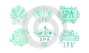 Spa Club Labels or Logos Design Vector Set