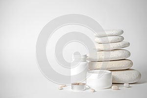 Spa coconut products on light background