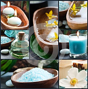 Spa collage in blue