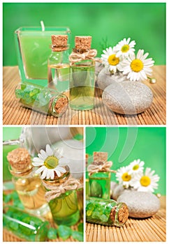 Spa collage with camomile