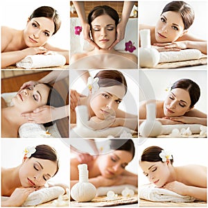 Spa collage: different types of massage.