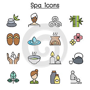 Spa color line icon set