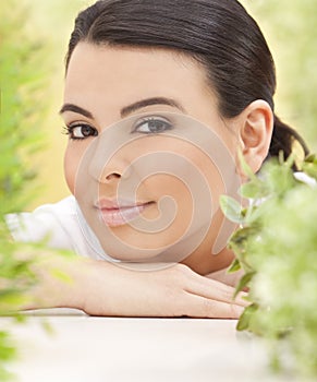 Spa Concept Beautiful Hispanic Woman Smiling