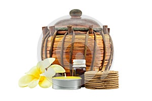 Spa concept with essential oil, Candle, Essential oil burner and