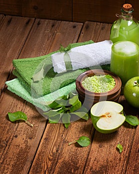 Spa concept with green apples