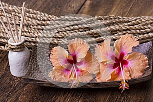 Spa concept with hibiscus flower