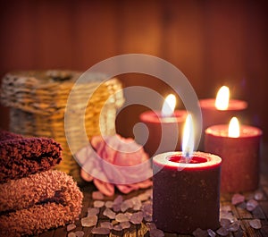Spa concept in night with candles