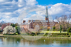 Spa Creek and St. Mary`s Church, in Annapolis, Maryland